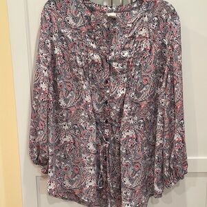 💕💕 3/$15 Paisley Print Women's Top - very oversized - review measurements